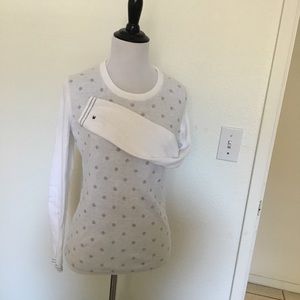 Tommy Hilfiger white with gray polka dot sweater